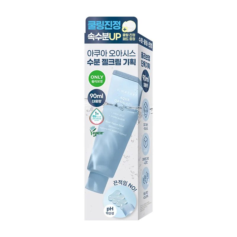 S.NATURE Aqua Oasis Moisturizing Gel Cream 90ml Special Set (+Calming Pad 2P)